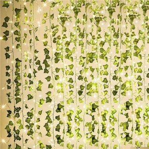 84Ft 12Pack Artificial Ivy Garland Fake Plants, Vine Hanging Garland with 80 LED